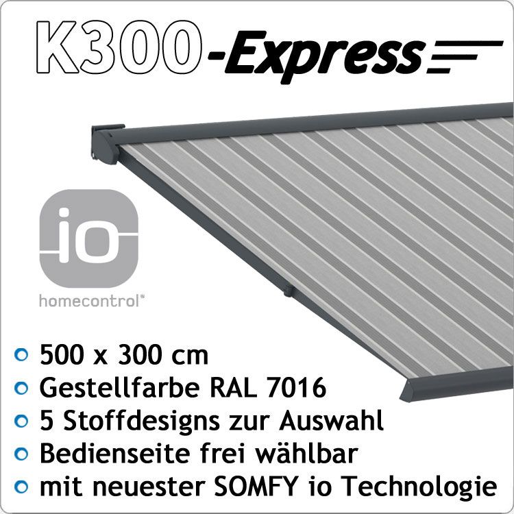 Kassettenmarkise K300-Express 5x3m anthrazit matt