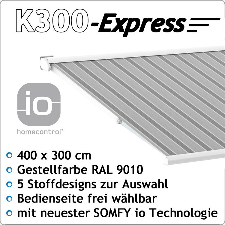 Kassettenmarkise K300-Express 4x3m weiß