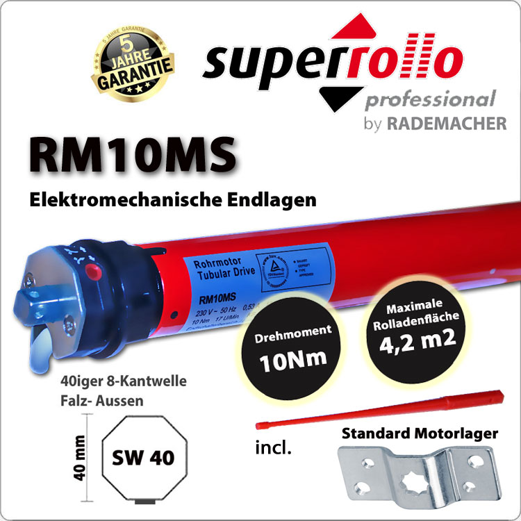 Superrollo Rollladenmotor RM10MS 10Nm - 230V / 50HZ