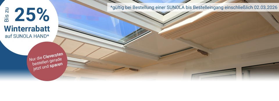 SUNOLA Terrassendach- und Wintergartenbeschattung - WINTERAKTION BIS ZUM 02.03.2026 SUNOLA Terrassendach- und Wintergartenbeschattung - WINTERAKTION BIS ZUM 02.03.2026