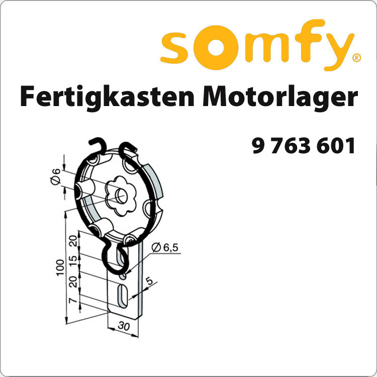 Somfy Universal-Antriebslager mit Federring Motorlager