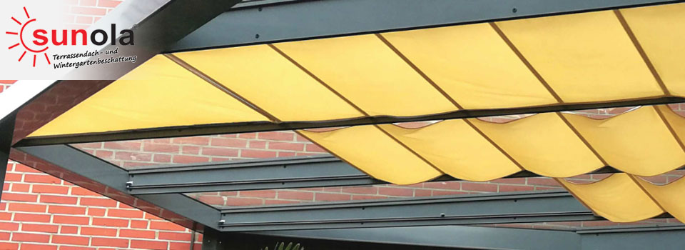 Sichtschutz Glasdach von oben mit Sonnensegel Innenbeschattung -  Sonnensegel-Markise
